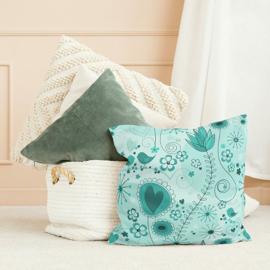 ガーデンお洒落インティール(緑がかった色)枕 クッション