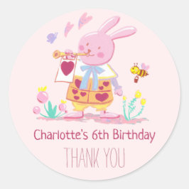 ガーデンお洒落ウォーター色のピンクバニー ラウンドシール