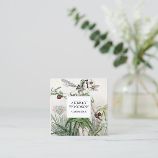 ガーデンお洒落ガーデン妖精 スクエア名刺 (スタンド正面)