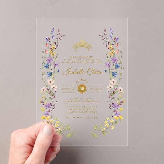 ガーデンお洒落キンセアニラアクリル招待状 アクリル招待状 (インサイチュ (ポータブル))