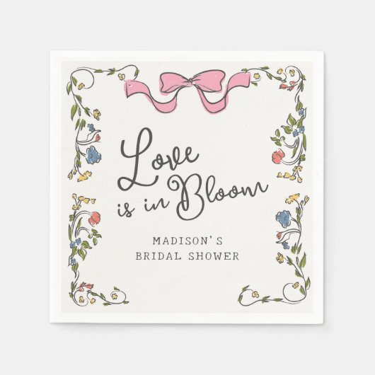 ガーデンお洒落パーティーフローラドードルブライダルシャワー スタンダードカクテルナプキン (正面)