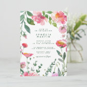 ガーデンお洒落ピンクフラワーズグリーンブライダルシャワー 招待状 (スタンド正面)