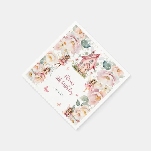 ガーデンお洒落フェアリーティーパーティーガールズ誕生日 スタンダードカクテルナプキン (角)