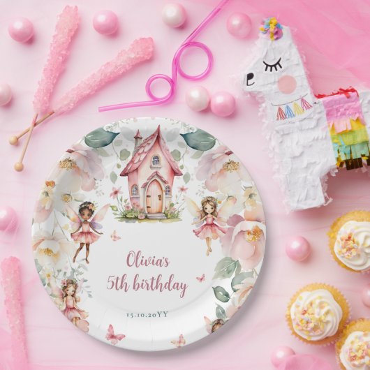 ガーデンお洒落フェアリーティーパーティーガールズ誕生日 ペーパープレート (パーティー)