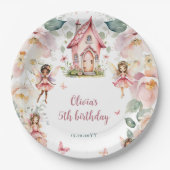 ガーデンお洒落フェアリーティーパーティーガールズ誕生日 ペーパープレート (正面)