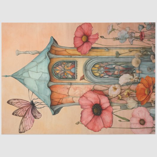 ガーデンお洒落フェアリーハウスデクページ 薄葉紙 (正面)