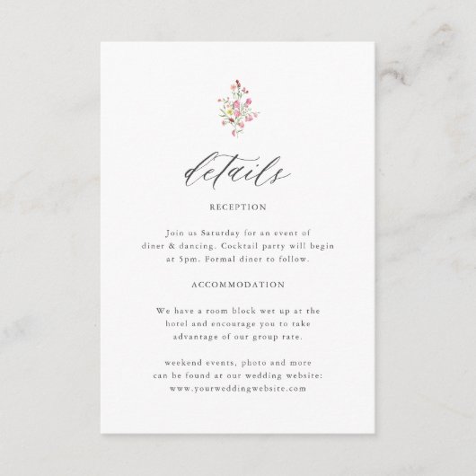 ガーデンお洒落フローラエレガントな結婚式詳細 エンクロージャーカード (正面)