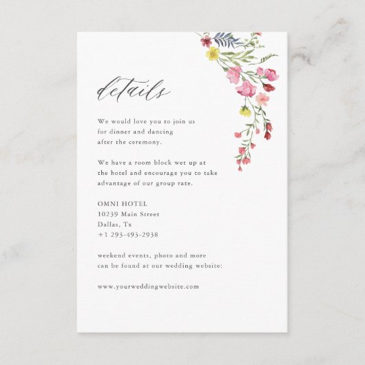 ガーデンお洒落フローラエレガントな結婚式詳細 エンクロージャーカード (正面)