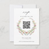 ガーデンお洒落フローラ結婚のQRコードRSVPカード 出欠カード (正面)