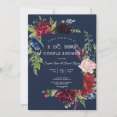 ガーデンお洒落ブルガンディブルーフラワーバーベキュー 招待状 (正面)