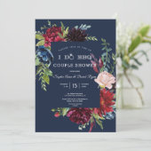 ガーデンお洒落ブルガンディブルーフラワーバーベキュー 招待状 (スタンド正面)