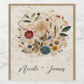 ガーデンお洒落プレス花ボヘミアン結婚ズ ワインラベル (シングルラベル)