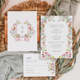 ガーデンお洒落ワイルドフラワークラシック結婚ズ 招待状