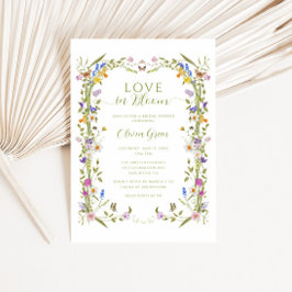 ガーデンお洒落ワイルドフラワーフレームブライダルシャワー 招待状