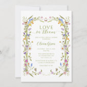 ガーデンお洒落ワイルドフラワーフレームブライダルシャワー 招待状 (正面)