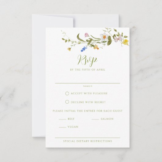 ガーデンお洒落ワイルドフラワー結婚ズ 出欠カード (正面)