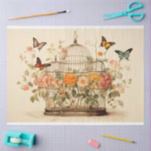 ガーデンお洒落:鳥小屋のデコパージュ 薄葉紙 (クラフト)