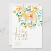 ガーデンかわいらしイエローグリーンフローラスウィート16 招待状 (正面)