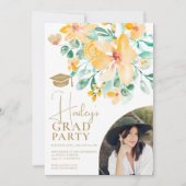 ガーデンかわいらしイエローグリーンフローラ卒業 招待状 (正面)