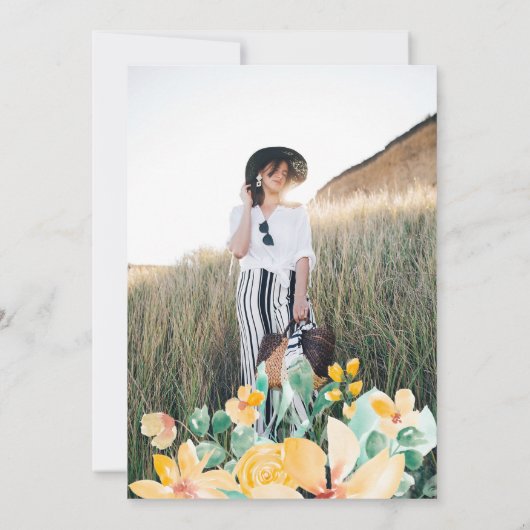 ガーデンかわいらしイエローグリーンフローラ卒業 招待状 (裏面)