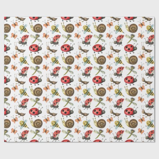 ガーデンかわいらしカタツムツムミツバチLadybugsパターンアート ラッピングペーパー (フラット)