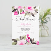 ガーデンかわいらしピンクフローラ水彩ブライダルシャワー 招待状 (スタンド正面)