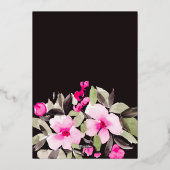 ガーデンかわいらしピンクフローラ水色ベビーシャワー 箔招待状 (裏面)