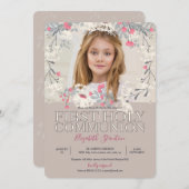 ガーデンかわいらしフォトファースト聖餐式 招待状 (正面/裏面)