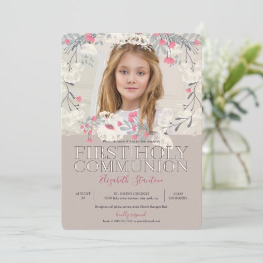 ガーデンかわいらしフォトファースト聖餐式 招待状 (スタンド正面)