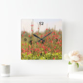 ガーデンかわいらしフラワークロック スクエア壁時計 (ホーム)