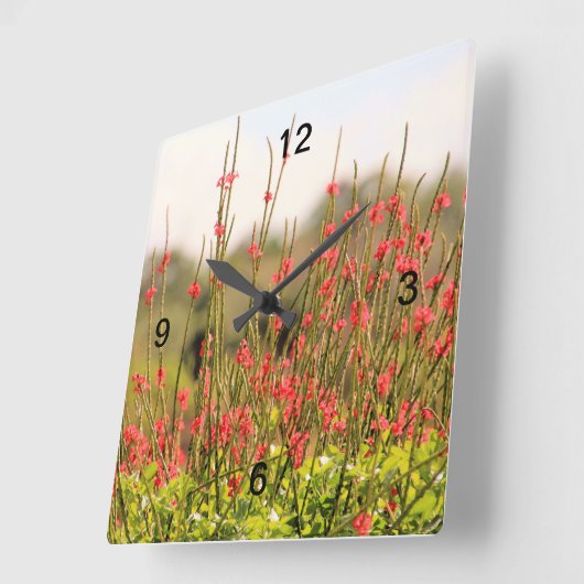 ガーデンかわいらしフラワークロック スクエア壁時計 (傾斜)