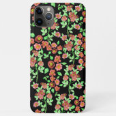 ガーデンかわいらしフラワーコーラルレッドグリーンオンブラック Case-Mate iPhoneケース (裏面)