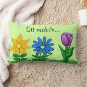 ガーデンかわいらしフラワーズグリーン装飾用クッション ランバークッション (ブランケット)