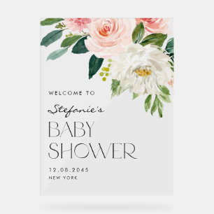 ガーデンかわいらしフラワーズ春ベビーシャワーウェルカム アクリルサイン