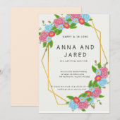 ガーデンかわいらしフラワー結婚式招待状 招待状 (正面/裏面)