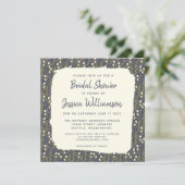 ガーデンかわいらしフローラネイビーブルーブライダルシャワー 招待状 (スタンド正面)