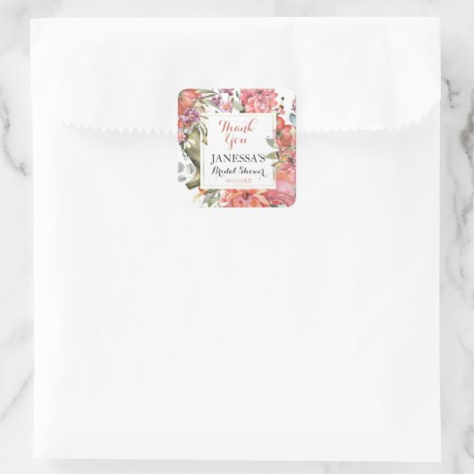 ガーデンかわいらしフローラブライダルシャワーありがとう スクエアシール (バッグ)