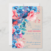ガーデンかわいらしフローラベビーシャワーシャンパン 招待状 (正面)