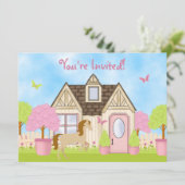 ガーデンかわいらしホースバースデーパーティ招待状 招待状 (スタンド正面)