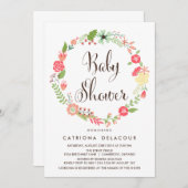 ガーデンかわいらしリースベビーシャワー招待状 招待状 (正面/裏面)