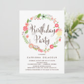 ガーデンかわいらしリース誕生日パーティーへの招待 招待状 (スタンド正面)