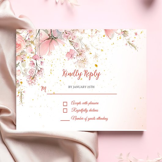 ガーデンかわいらしワイルドフラワーズスウィート16メッセージカード 出欠カード