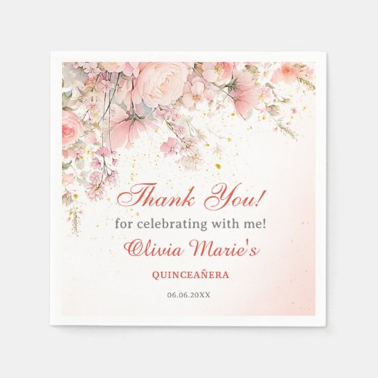 ガーデンかわいらしワイルドフラワーズスウィート16 スタンダードカクテルナプキン (正面)