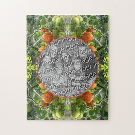 ガーデンさくらんぼトマトのフレーム自分の写真を追加 ジグソーパズル (縦)