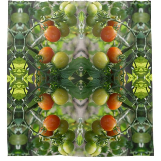 ガーデンさくらんぼトマト抽象芸術自然 シャワーカーテン (正面)