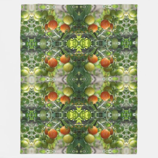 ガーデンさくらんぼトマト抽象芸術自然 フリースブランケット (正面)
