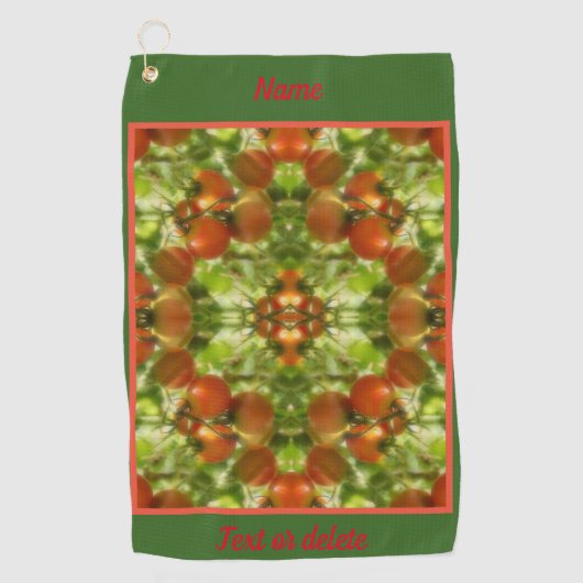 ガーデンさくらんぼトマト抽象芸術 パーソナライズされた ゴルフタオル (正面)