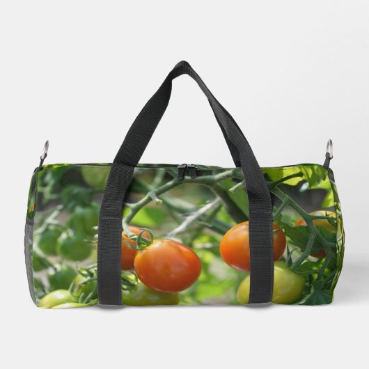 ガーデンさくらんぼトマパーソナライズされたート ダッフルバッグ (裏面)