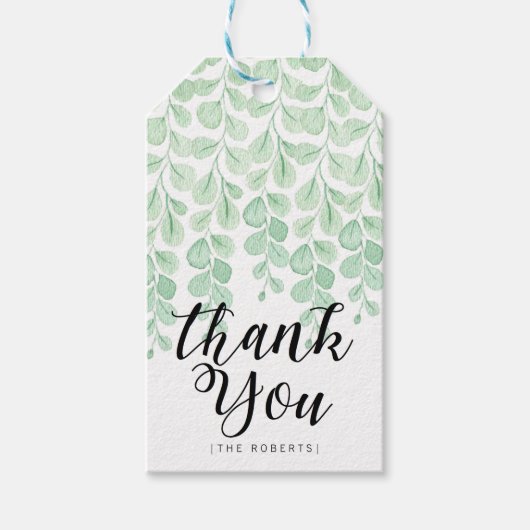 ガーデンつる植物ウォーター色 |ありがとうございます ギフトタグ (正面)