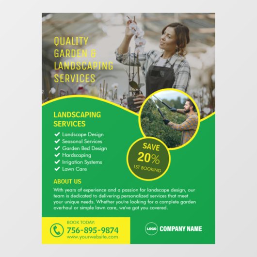 ガーデンと造園サービスのウィンドウの固定 ウィンドウサイン (シート)